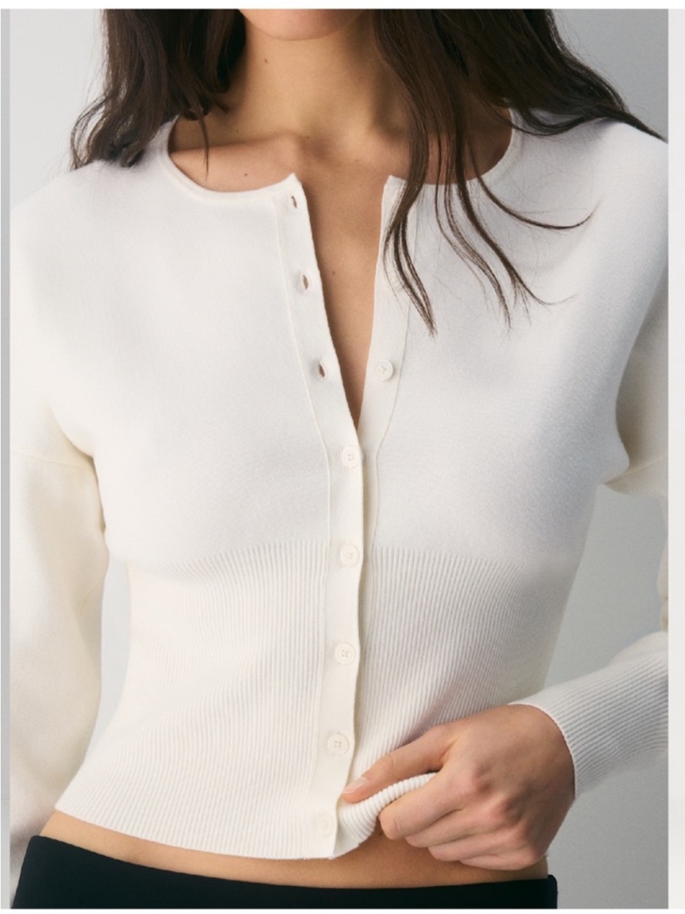 Wilfred Ivory Cropped Button Cardigan Sweater - Picture 2 of 5